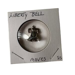Vintage 925 Sterling Silver Liberty Bell Pendant Bracelet Charm - bell moves 2 g